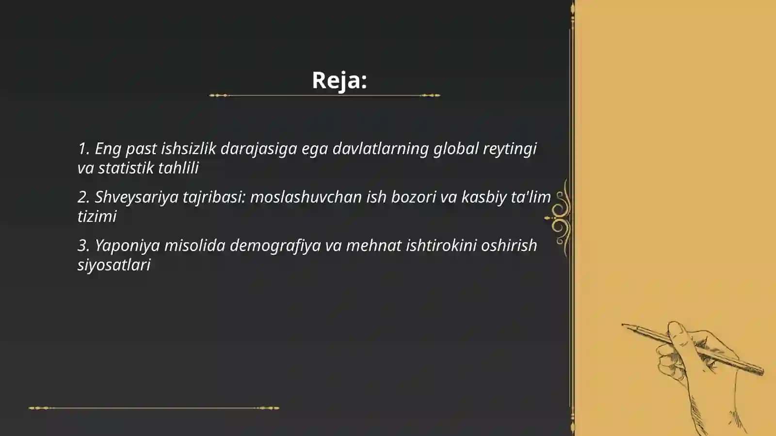 Ishsizlik darajasi eng past bo'lgan davlatlar va ularning tajribasi 2