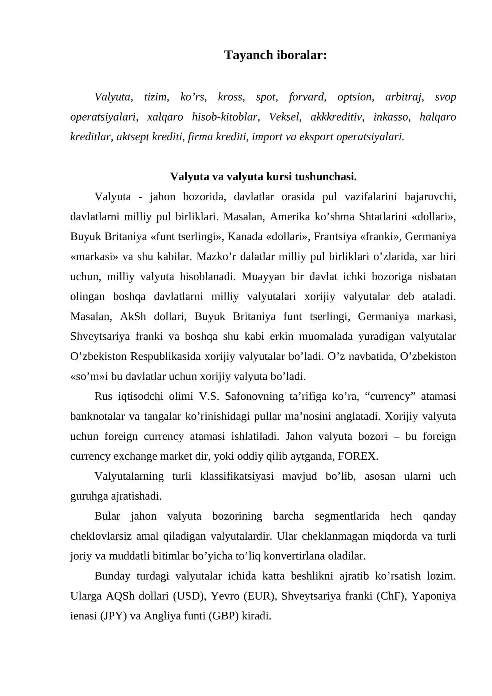 Tijorat banklarining valyuta operatsiyalari 2
