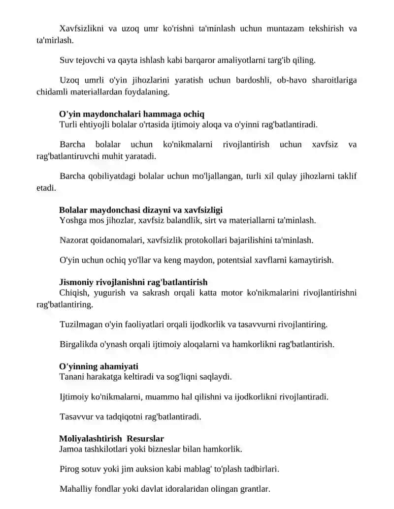 Maktabgacha talimda guruh o'yin maydonchasi 2