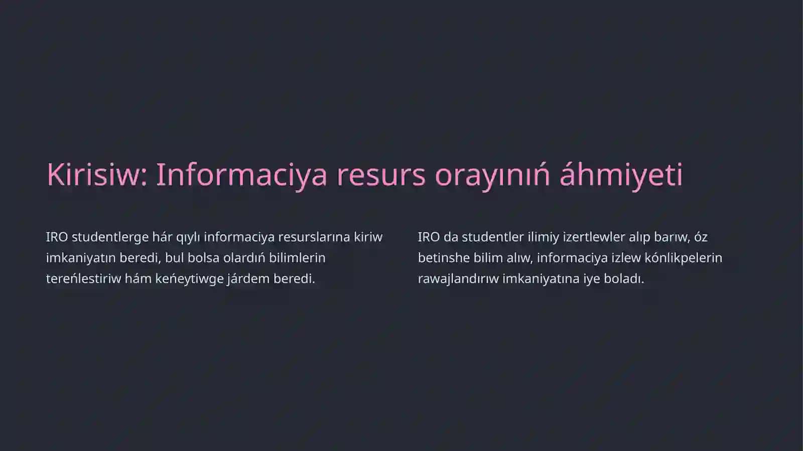 Málimleme resurs orayı hám olardıń studentler bilimin arttırıwdaǵı ornı 2