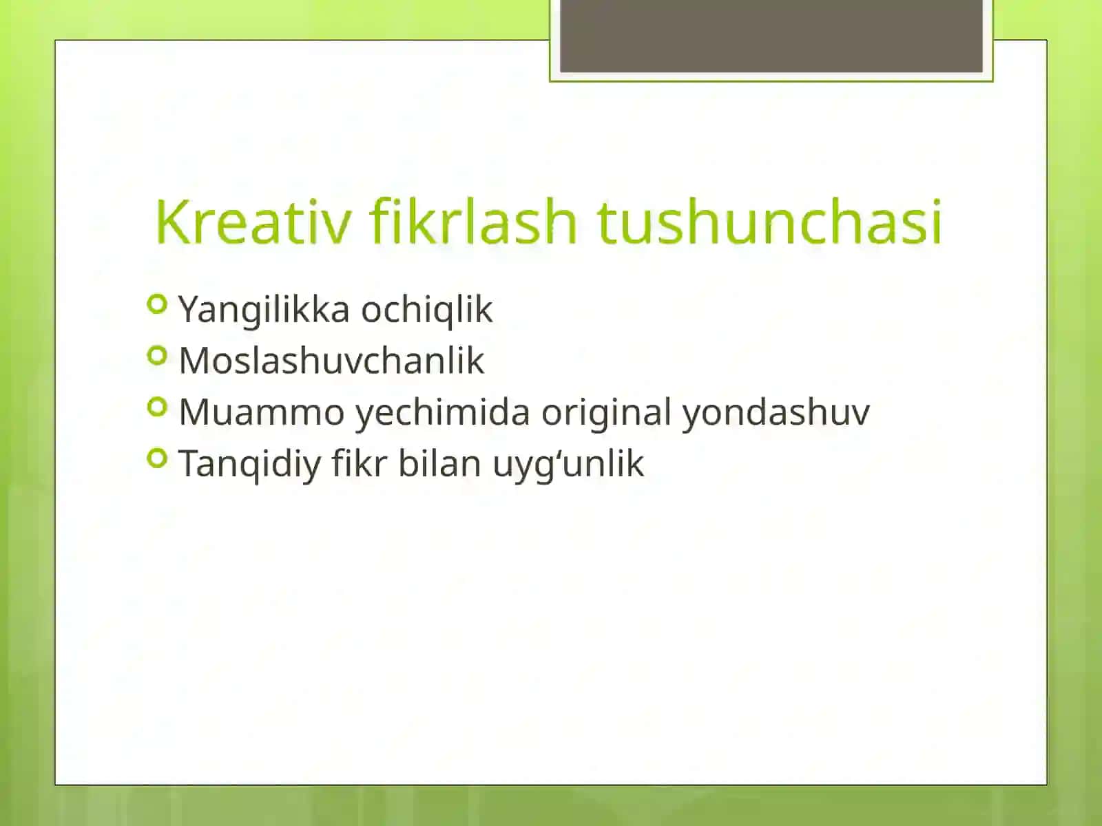 Kreativ fikrlash va uni rivojlantirish yo‘llari 2