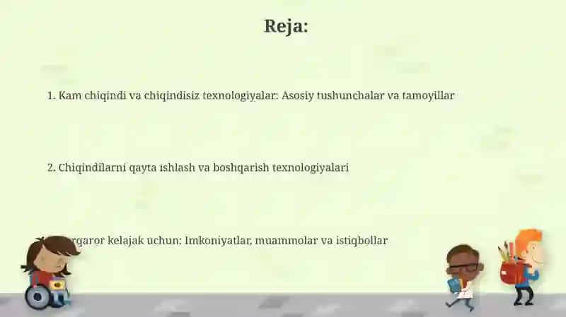 Kam chiqitli va chiqindisiz texnologiyalar 2