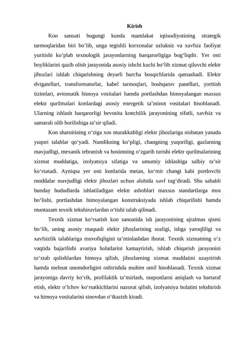 Kon elektr jihozlariga texnik xizmat ko‘rsatish va xavfsizlik qoidalari 2