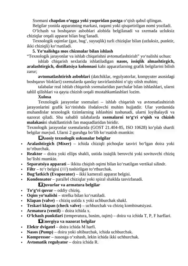 Texnologik jarayonlar va ishlab chiqarishni va avtomatlashtirish 2