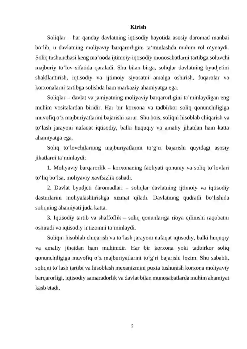 Soliqni hisoblab chiqarish va to’lash tartibi 2