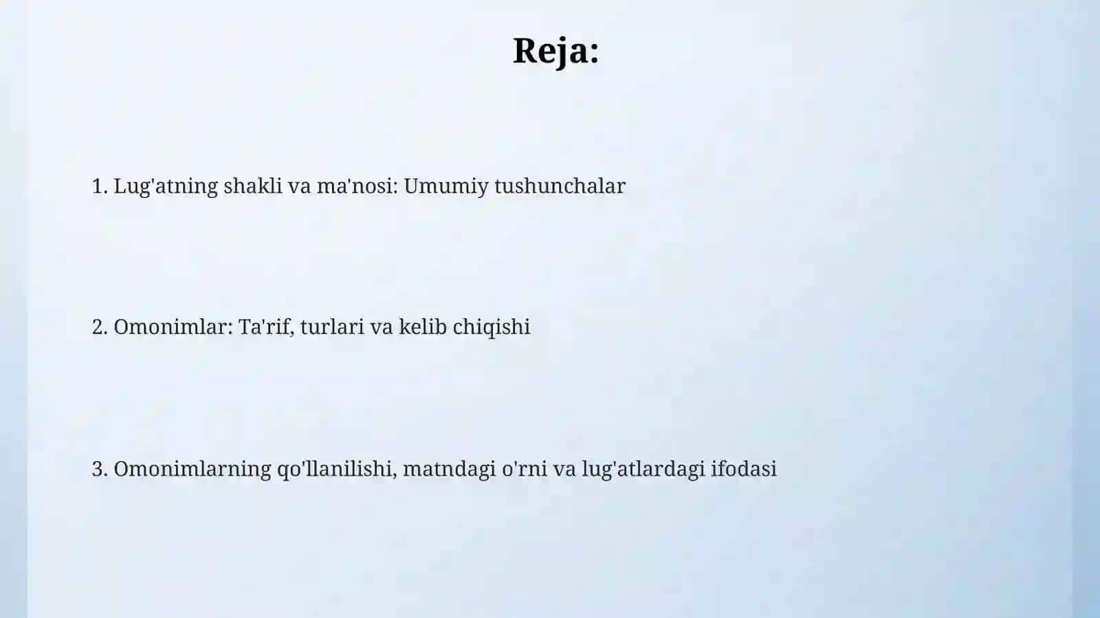 Lug'atning shakli va ma'nosi: Umumiy tushunchalar 2