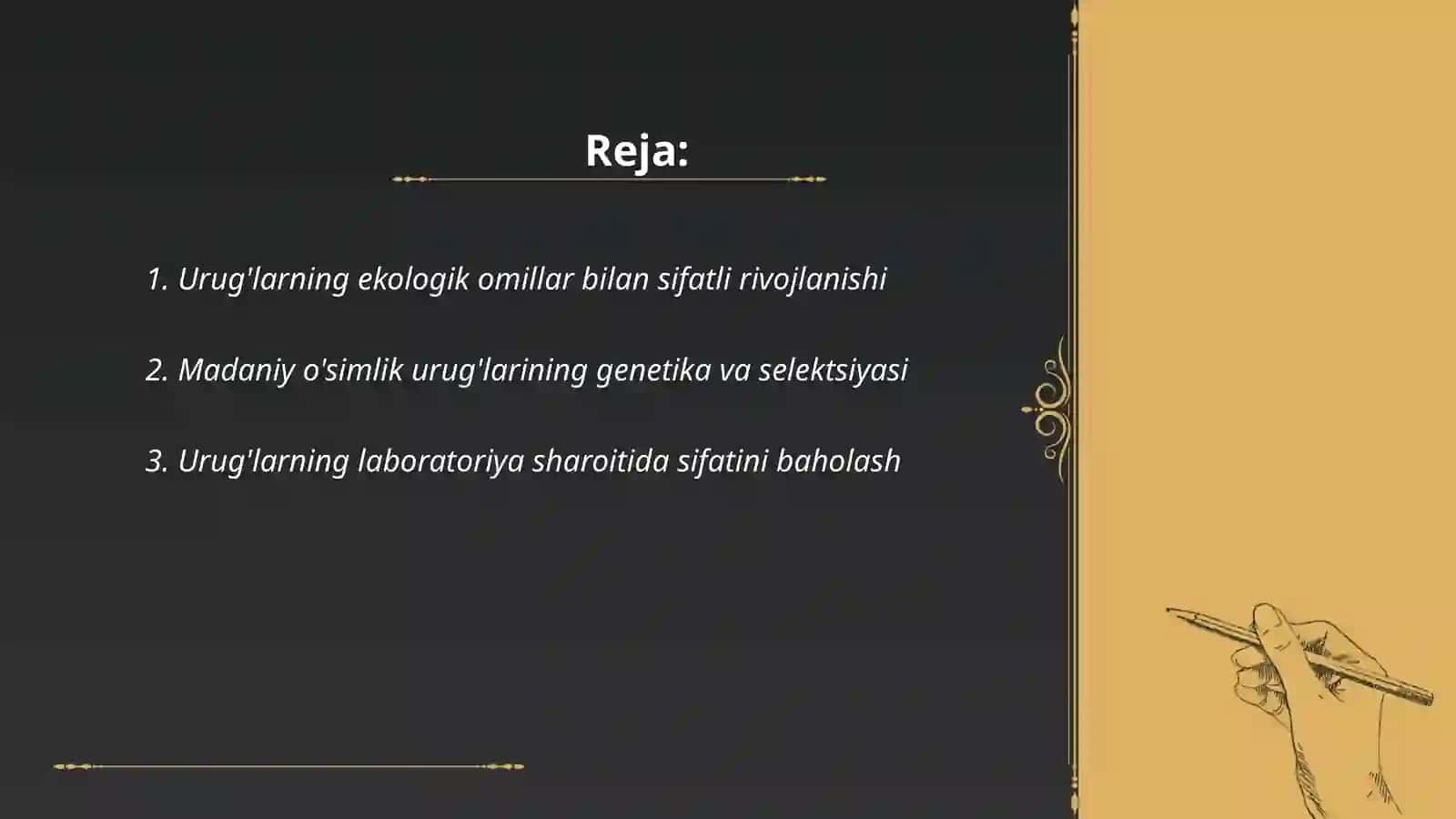 Madaniy o'simliklarning urug', uning sifat ko'rsatkichlarining yangi usullari 2