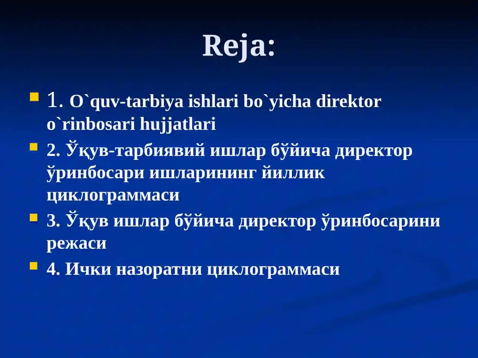 O`quv-tarbiya ishlari bo`yicha direktor o`rinbosari hujjatlari 2