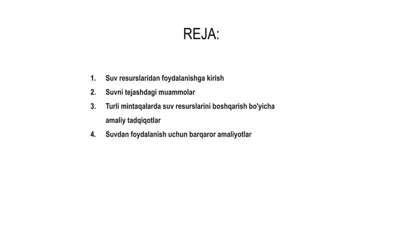 Mintaqalarda suv resurslaridan foydalanish va suvni tejash masalalari 2