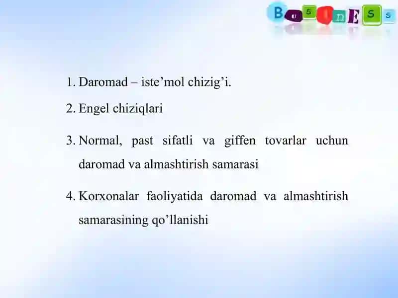 Daromad samarasi va almashtirish samarasi 2