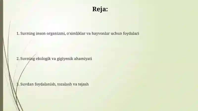 Suvningfoydalixususiyatlari 2