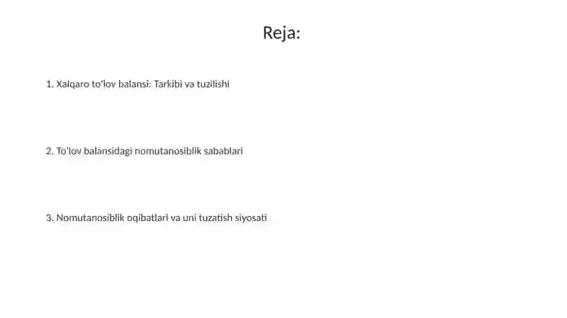 Xalqaro to‘lovlar balansi (XTB): tarkibi, tuzilishi va muvozanatsizlikka olib keluvchi omillar 2