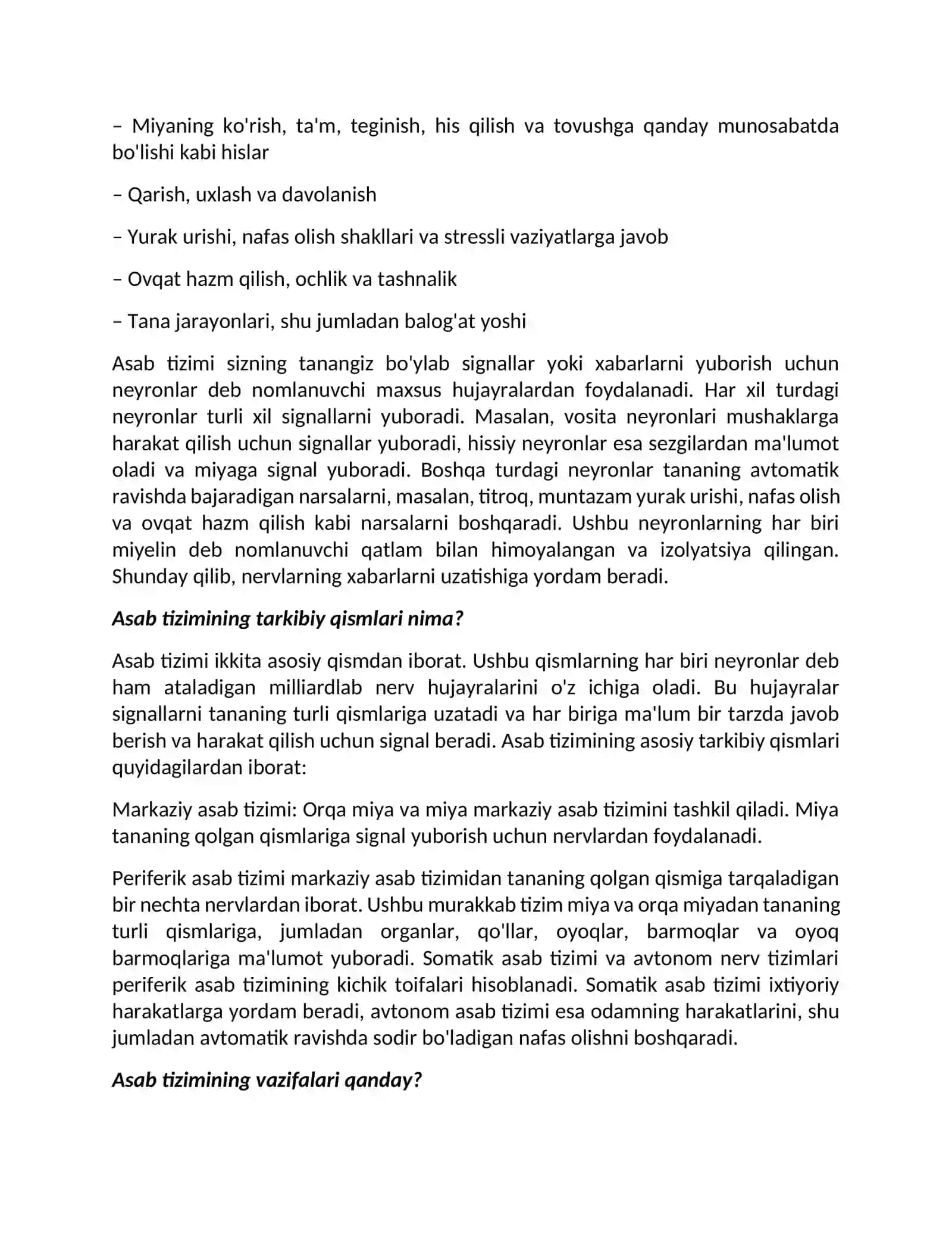 Miya anatomiyasi va nutq funksiyalari: markaziy asab tizimi 2