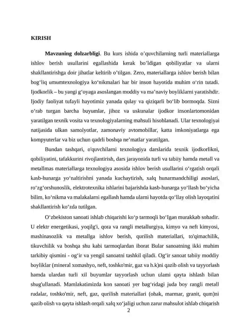 Texnologiya va dizayn fanining maqsadi va vazifalari 2