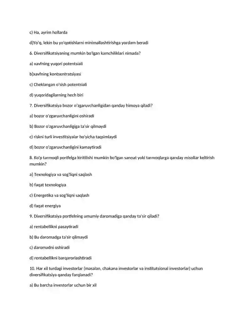 Diversifikatsiya - riskni kamaytirish yo‘nalishi sifatida 2