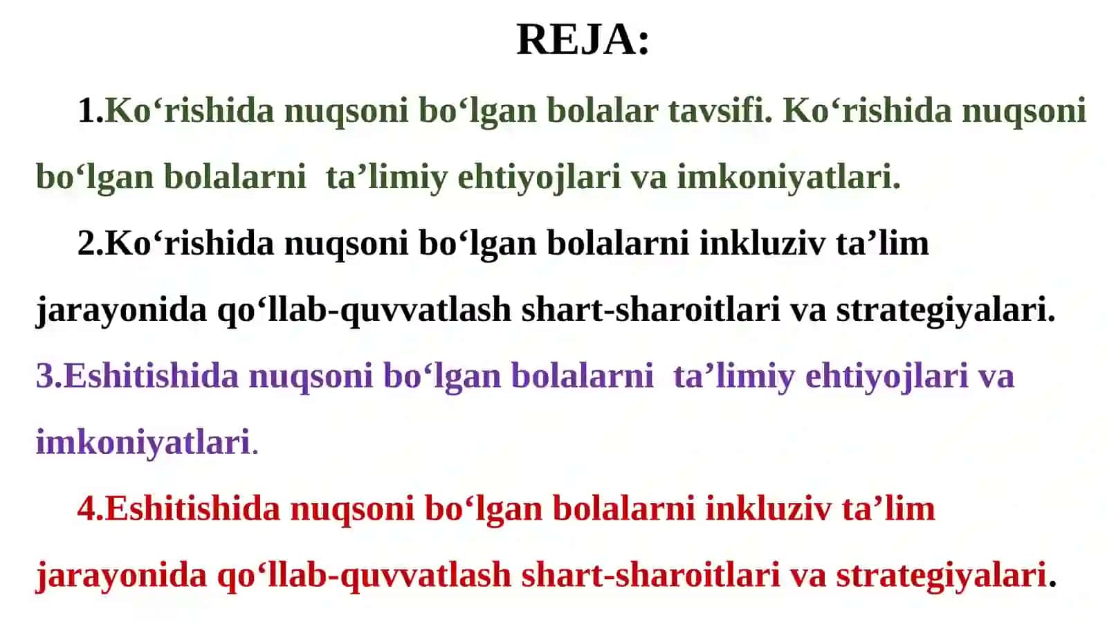 Sensorkamchiliklarga ega bo‘lgan bolalar uchun inklyuziv ta’lim strategiyalari va ularni amalga oshirish shart-sharoitlari 2