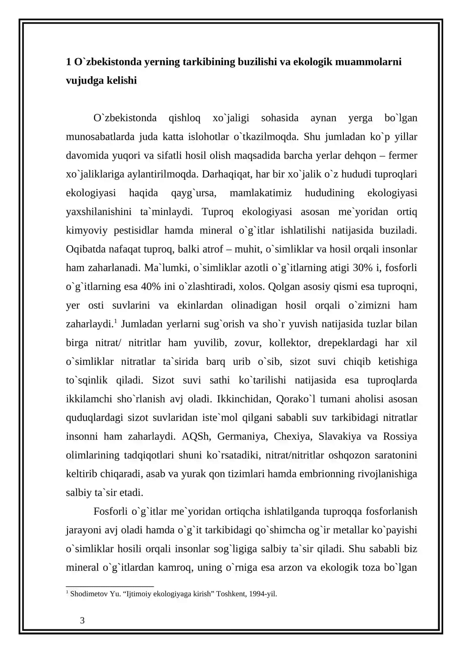 O`zbekistonda ekologik muammolar va ularning hal etilishi 2