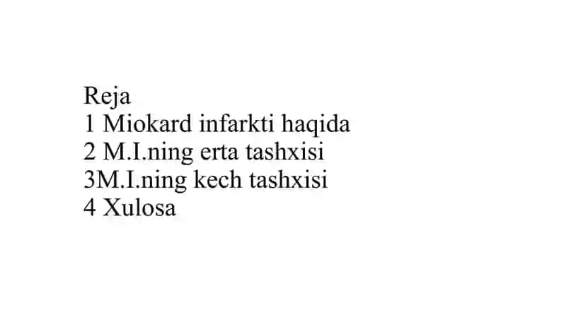 Miokard infarktining erta va kech biokimyoviy tashxisi 2