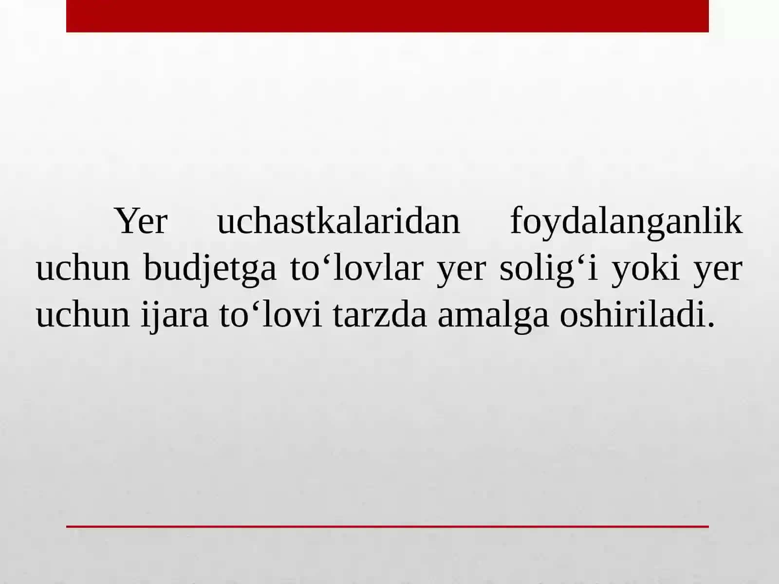 Yuridik shaxslardan olinadigan yer solig‘i. Jismoniy shaxslardan olinadigan yer solig‘i 2