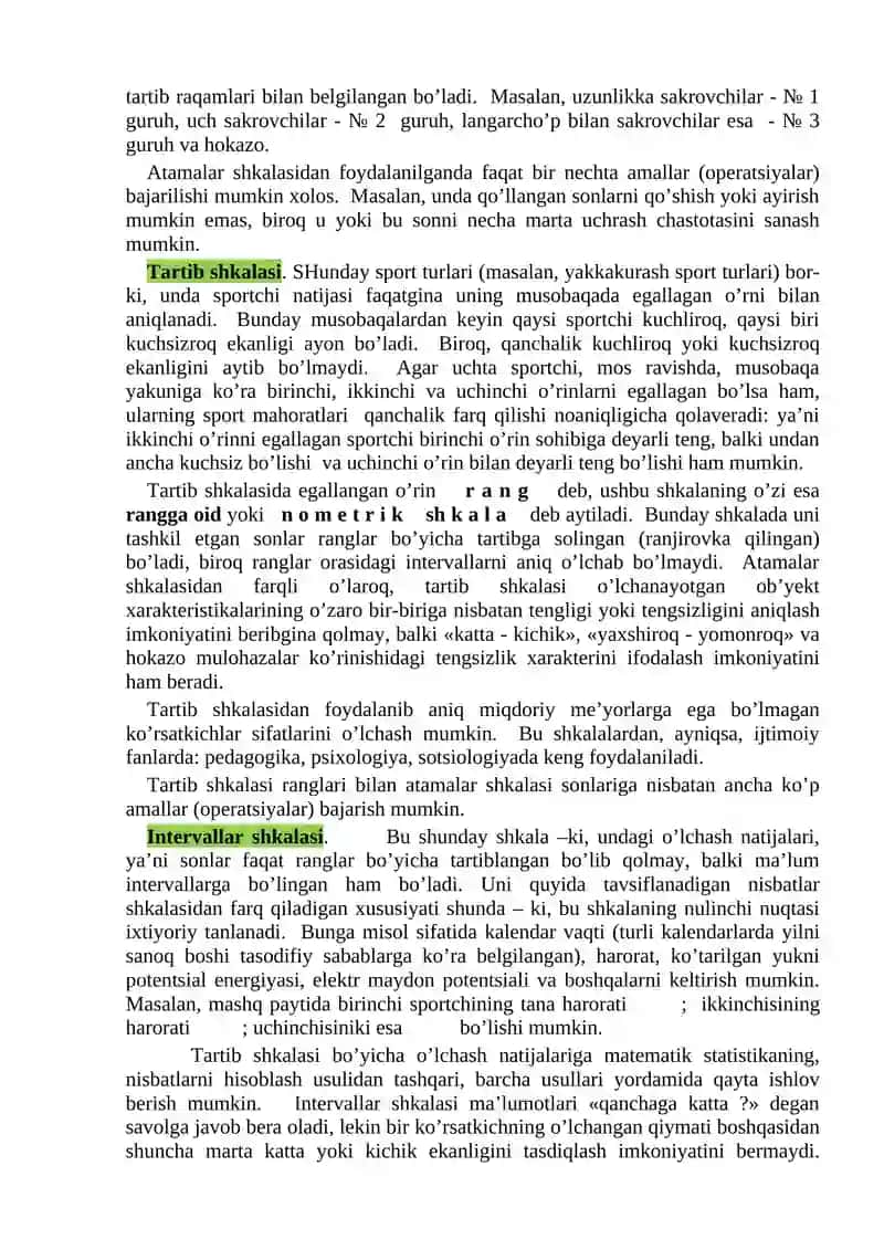 O’LCHASH NAZARIYASI ASOSLARI 2