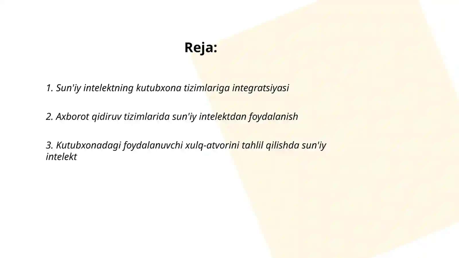 Sun'iy intelektning kutubxona tizimlariga integratsiyasi 2