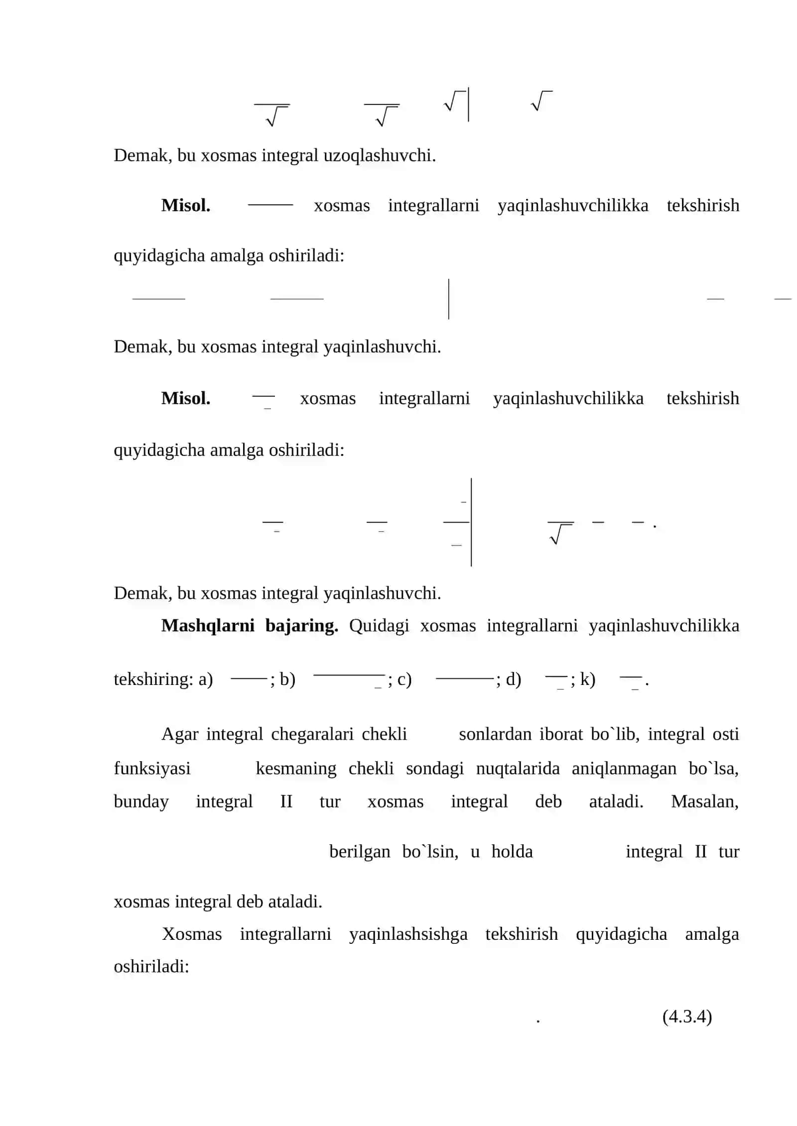 Xosmas integrallar 2
