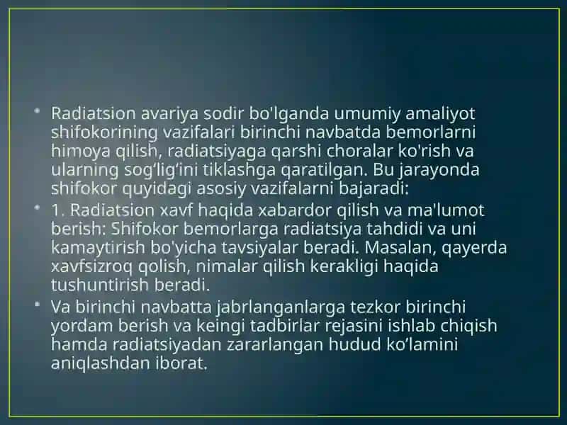 RADIATSION AVARIYA SODIR BO’LGANDA UASH NING VAZIFALARI 2