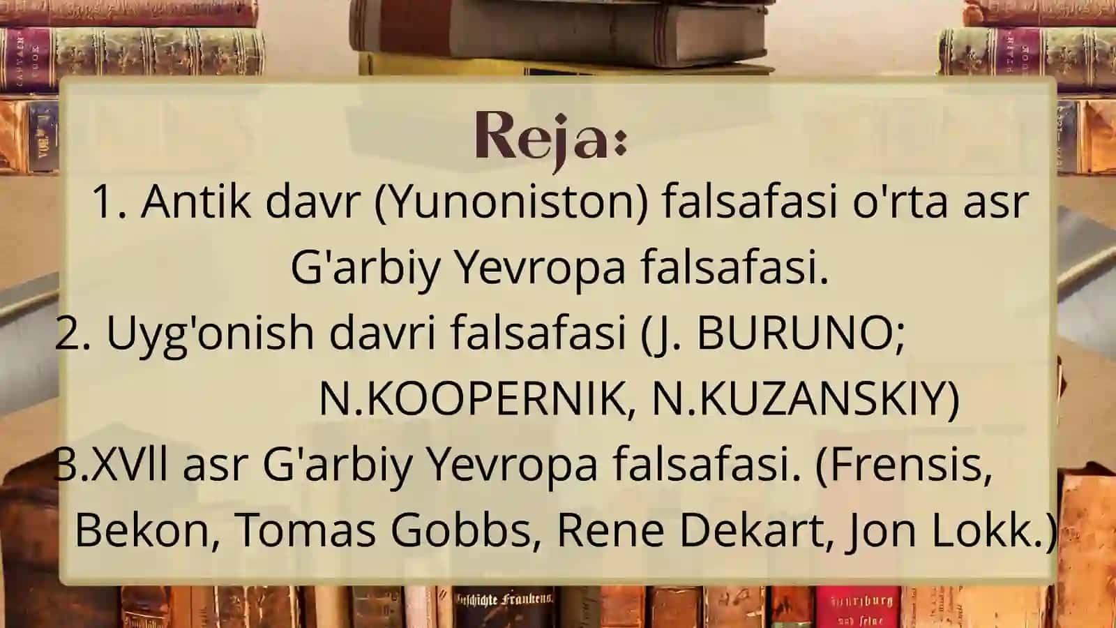 Antik davr (Yunoniston) falsafasi o'rta asr G'arbiy Yevropa falsafasi 2