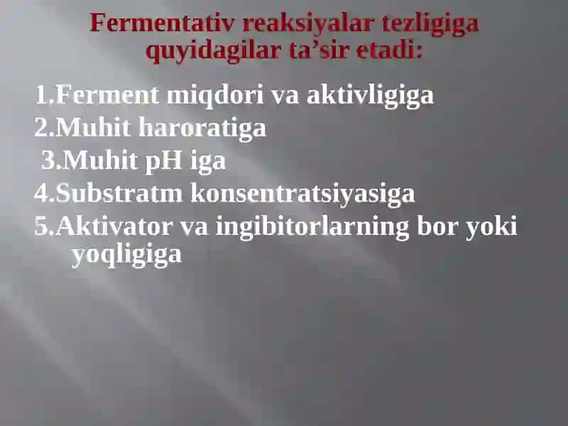 Fermentlarni anorganik katalizatorlardan farqlari 2