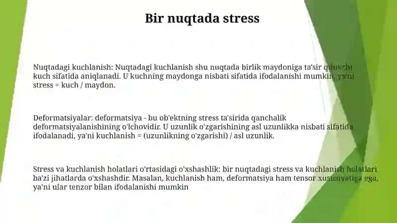 Nuqtadagi Kuchlanganlik Va Deformatsiyalangan Holatlarning OʼXshashligi 2