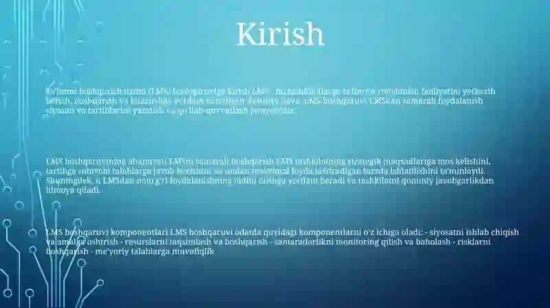 Ta'limni boshqarish tizimi (LMS) boshqaruviga kirish 2