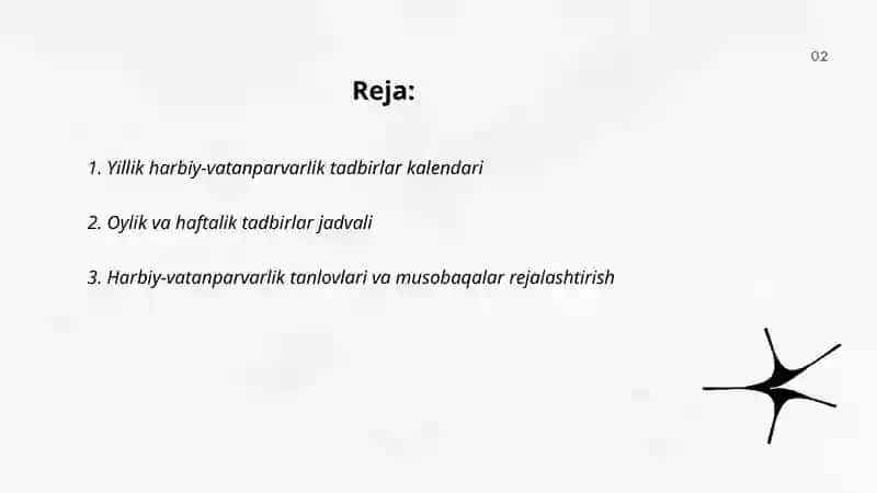 Harbiy vatanparvarlikka jalb qilish maqsadida turli xil tanlovlar musobaqa 2