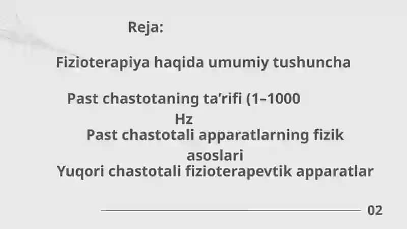 Past va yuqori chastotali fizioterapevtik apparatlar. Ularning ishlashining fizik asoslari 2