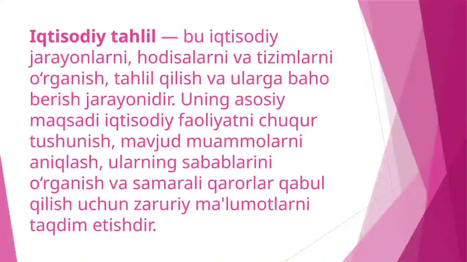 Iqtisodiy tahlil nazariyasi 2