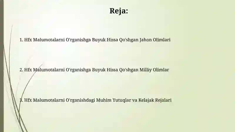 HFX Malumotalarni O'rganish 2