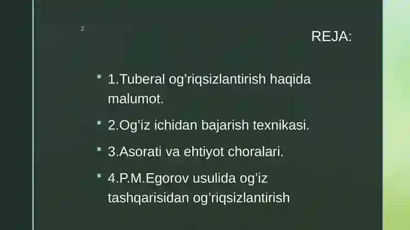 OGRIQSIZLANTIRISHNI OG’IZ ICHI VA TASHQI USULINI EGOROV VA VAYSBLAT USULI 2