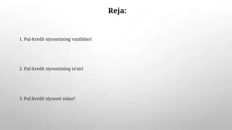 Pul-kredit siyosati vazifalari 2