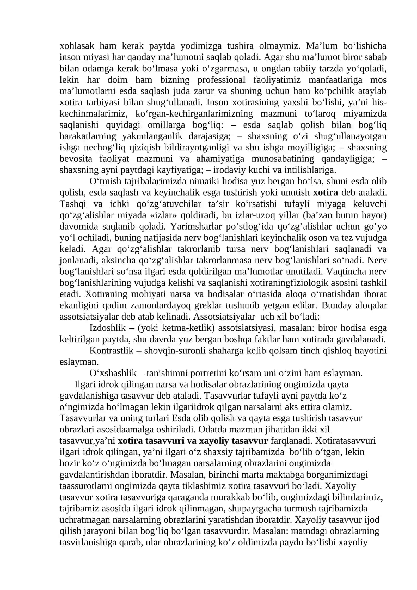 SHAXS RIVOJLANISHDA IDROK, HOTIRA VA TAFAKKURNING O`RNI 2