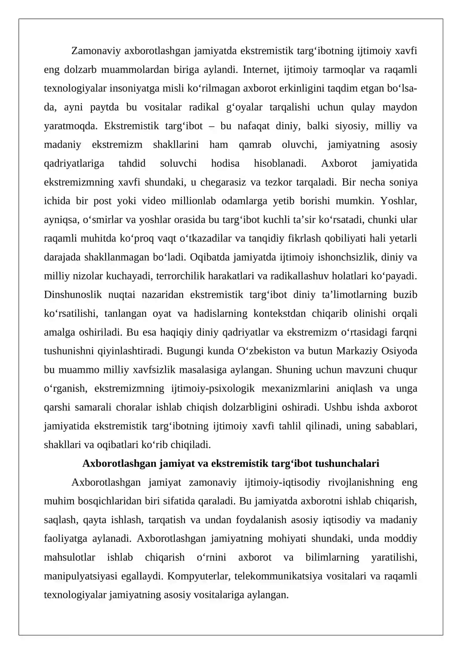 Axborotlashgan jamiyatda ekstremistik targ‘ibotning ijtimoiy xavfi 2