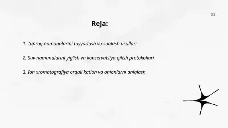 Tuproq va suvdagi ion bogʻlanishli moddalarni anniqlash 2