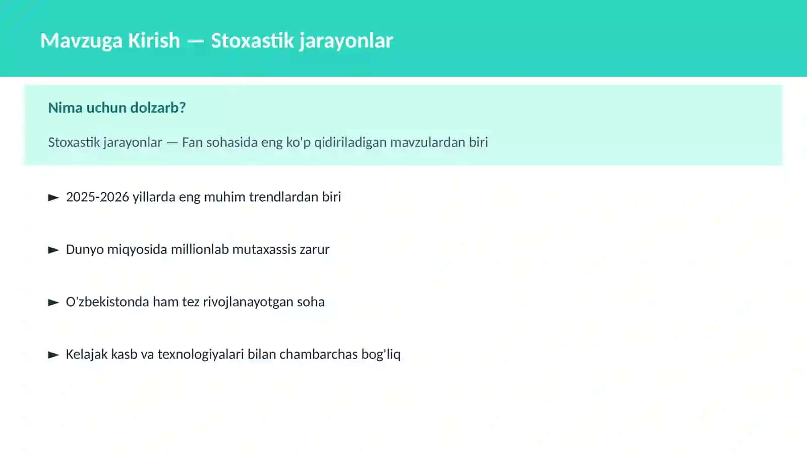 Stoxastik jarayonlar 2