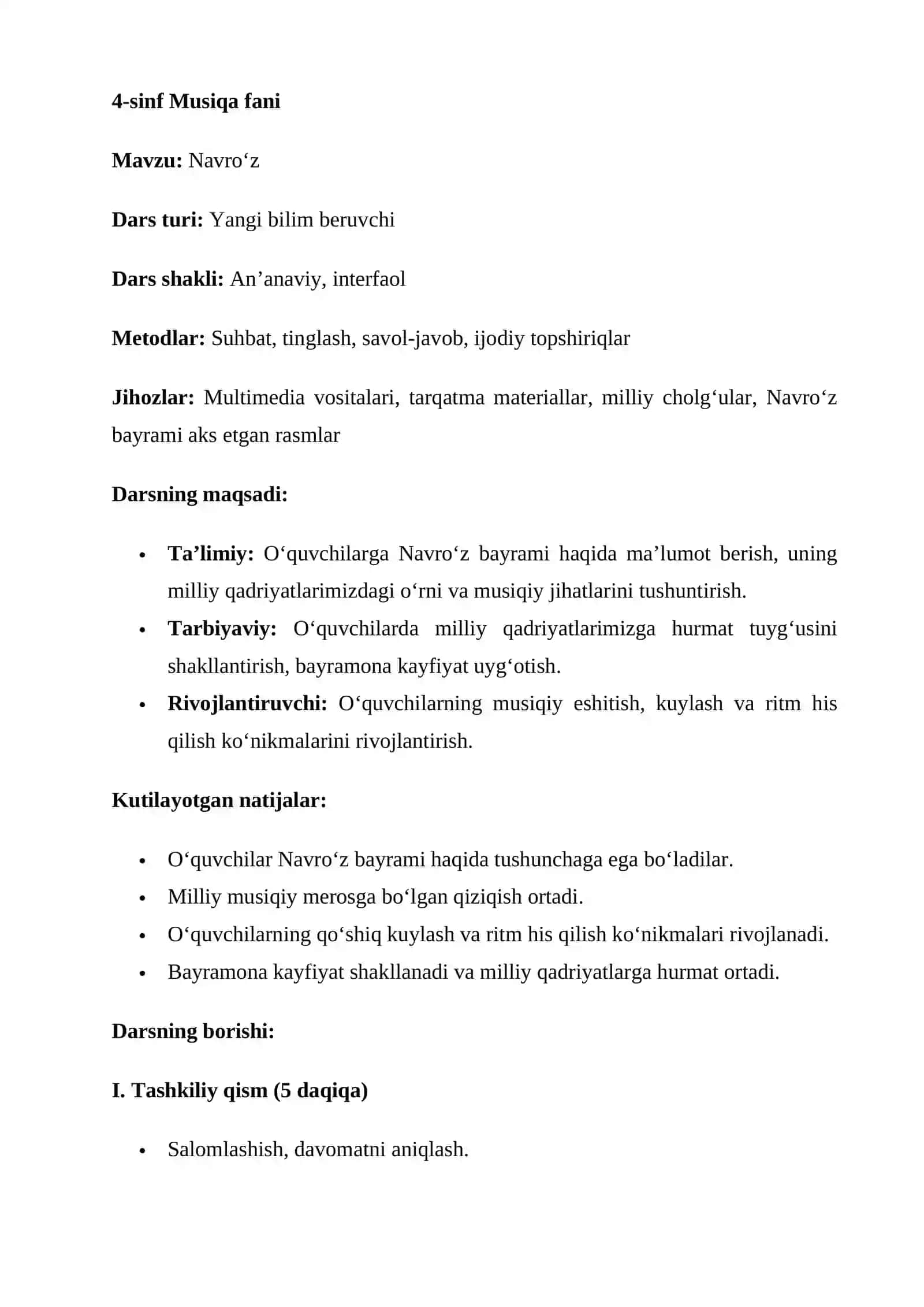 4-sinf musiqa Navro'zi 2