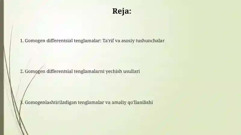 Gomogen differentsial tenglamalar: Ta'rif va asosiy tushunchalar 2