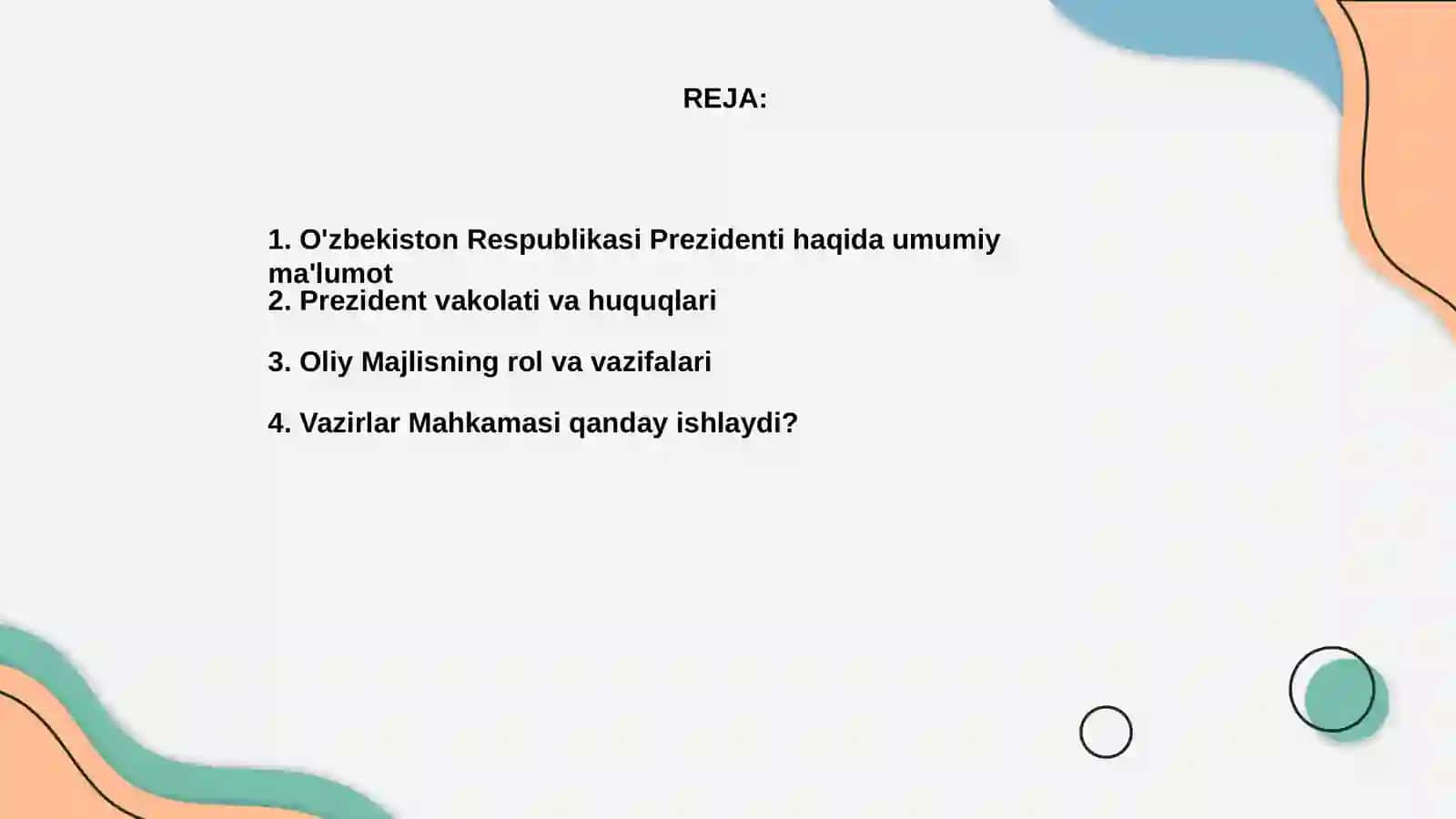 O'zbekiston Respublikasi Prezidenti, Oliy Majlis va Vazirlar Mahkamasi 2