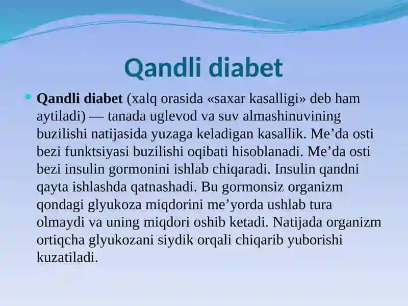 Qandli va qandsiz diabet kassalligi 2