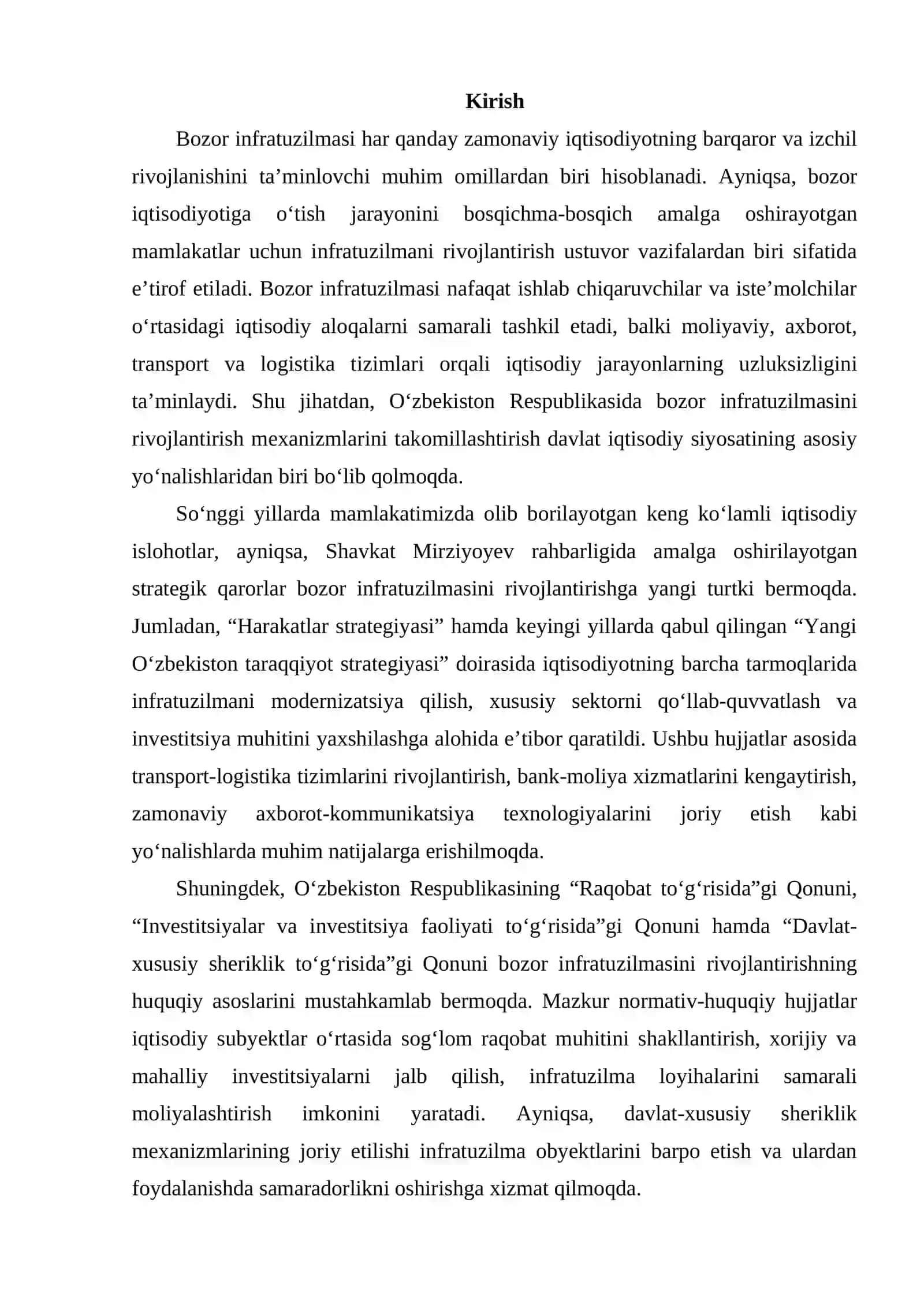 Bozor infratuzilmasining rivojlantirish mexanizmlari 2