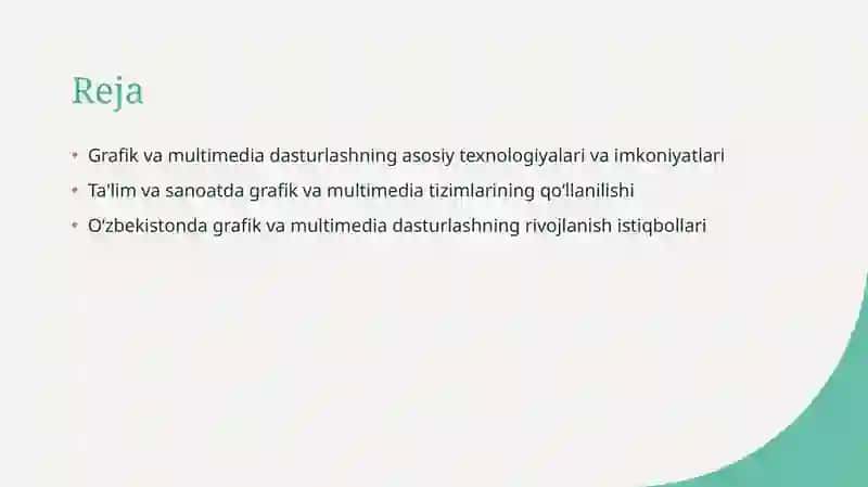 Grafika va multimedia dasturlash tizimlarida qoʻllash 2