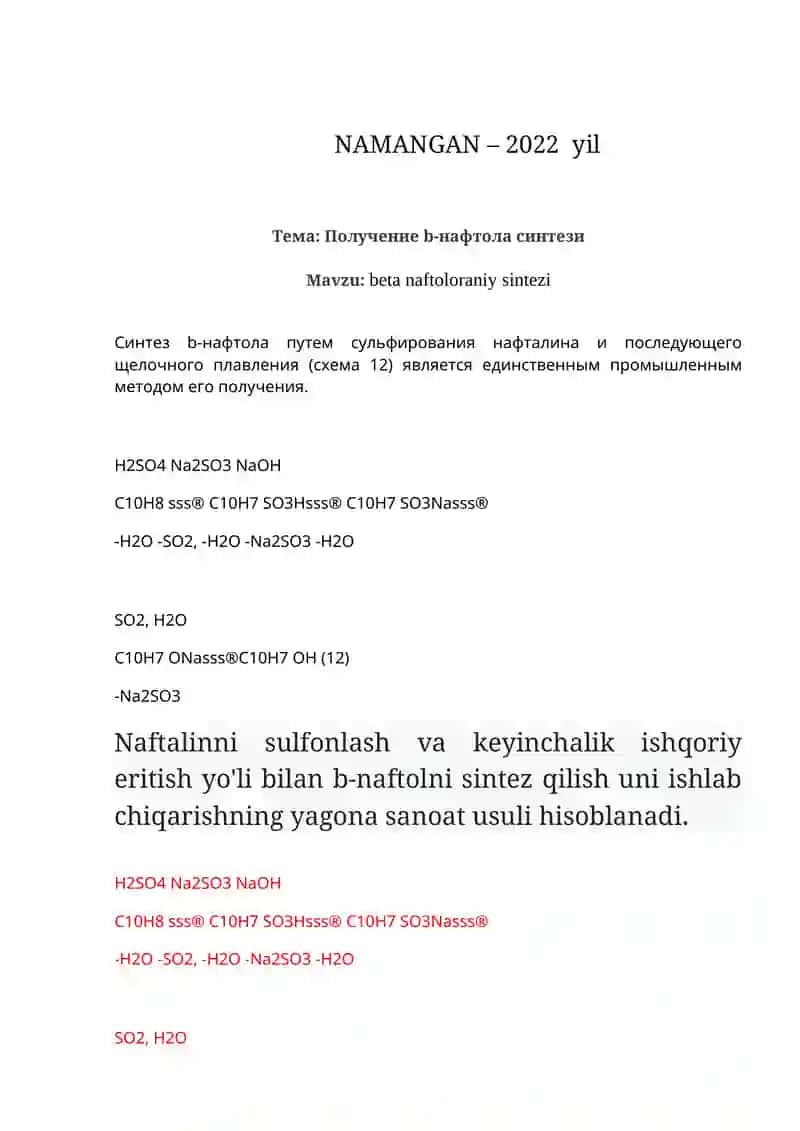 B-naftolni sintez qilish usuli 2