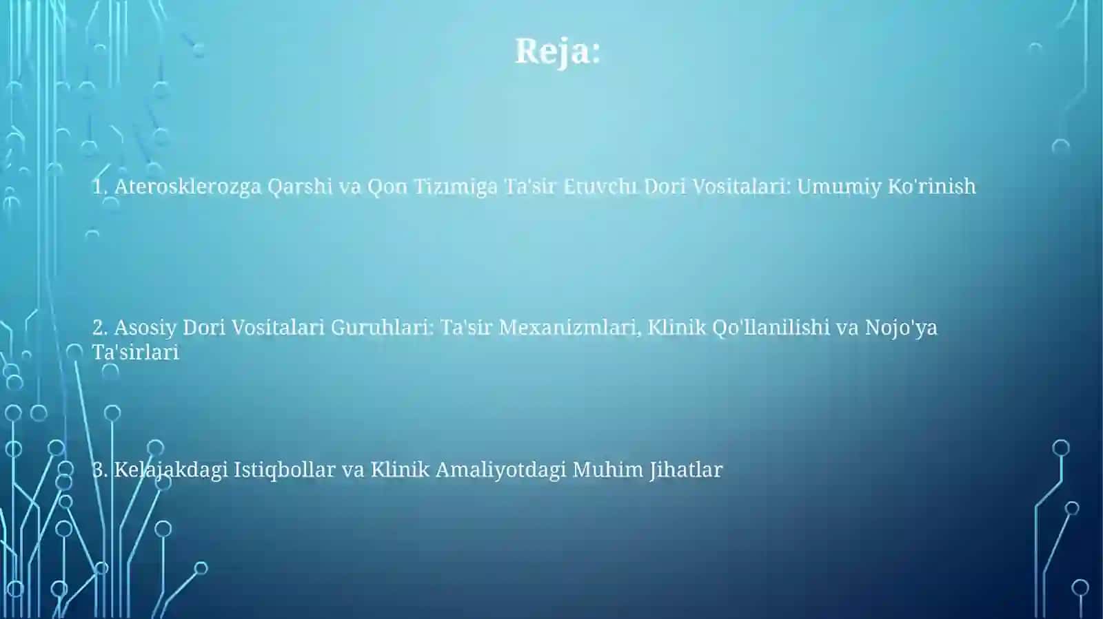 Aterosklerozga Qarshi va Qon Tizimiga Ta'sir Etuvchi Dori Vositalari 2