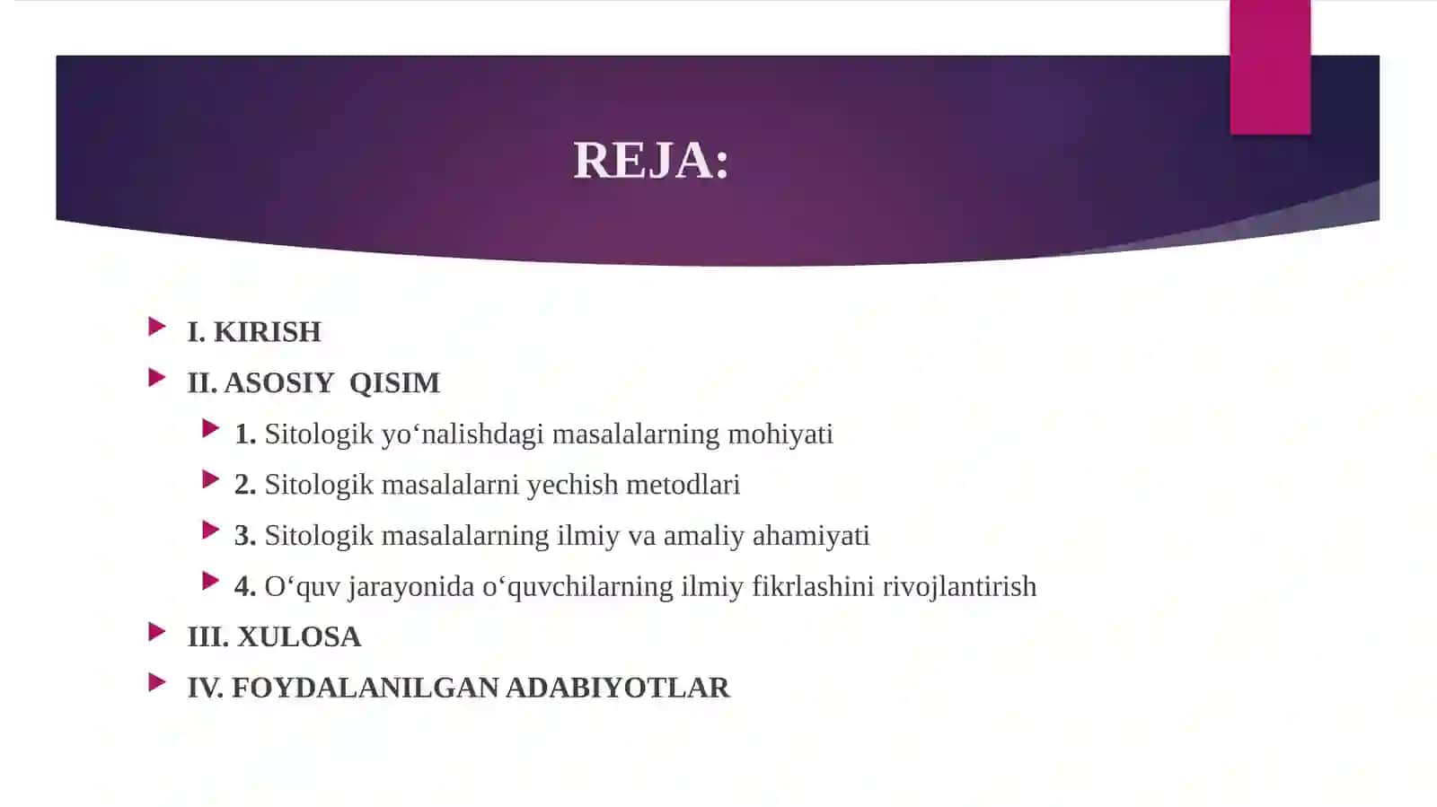 SITOLOGIK YO‘NALISHDAGI MASALALARNI MOHIYATI 2